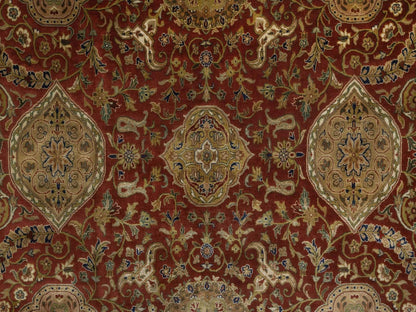 Kashan Fine Oriental hand-knotted wool rug in Red & Ivory, 9' x 9' — SKU O092334 (view 8)