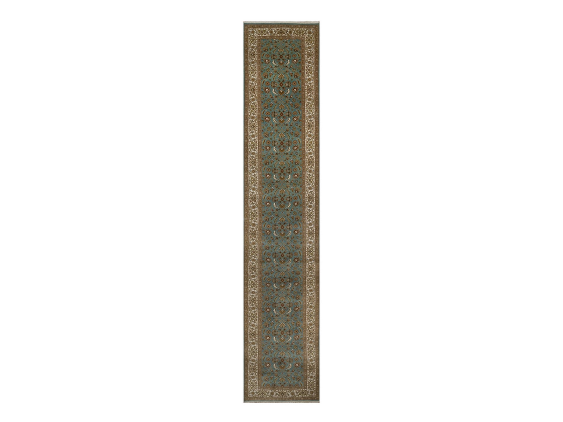 Blue 3'1" x 15'11" Fine Oriental Hand knotted Wool Rug - Sku: O092335