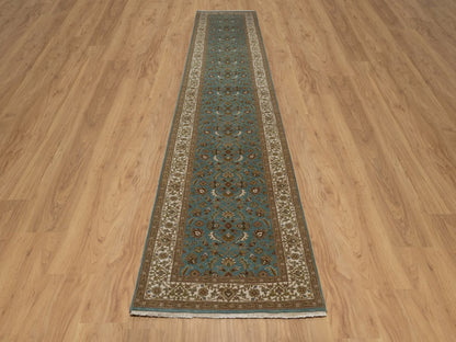 Blue 3'1" x 15'11" Fine Oriental Hand knotted Wool Rug - Sku: O092335