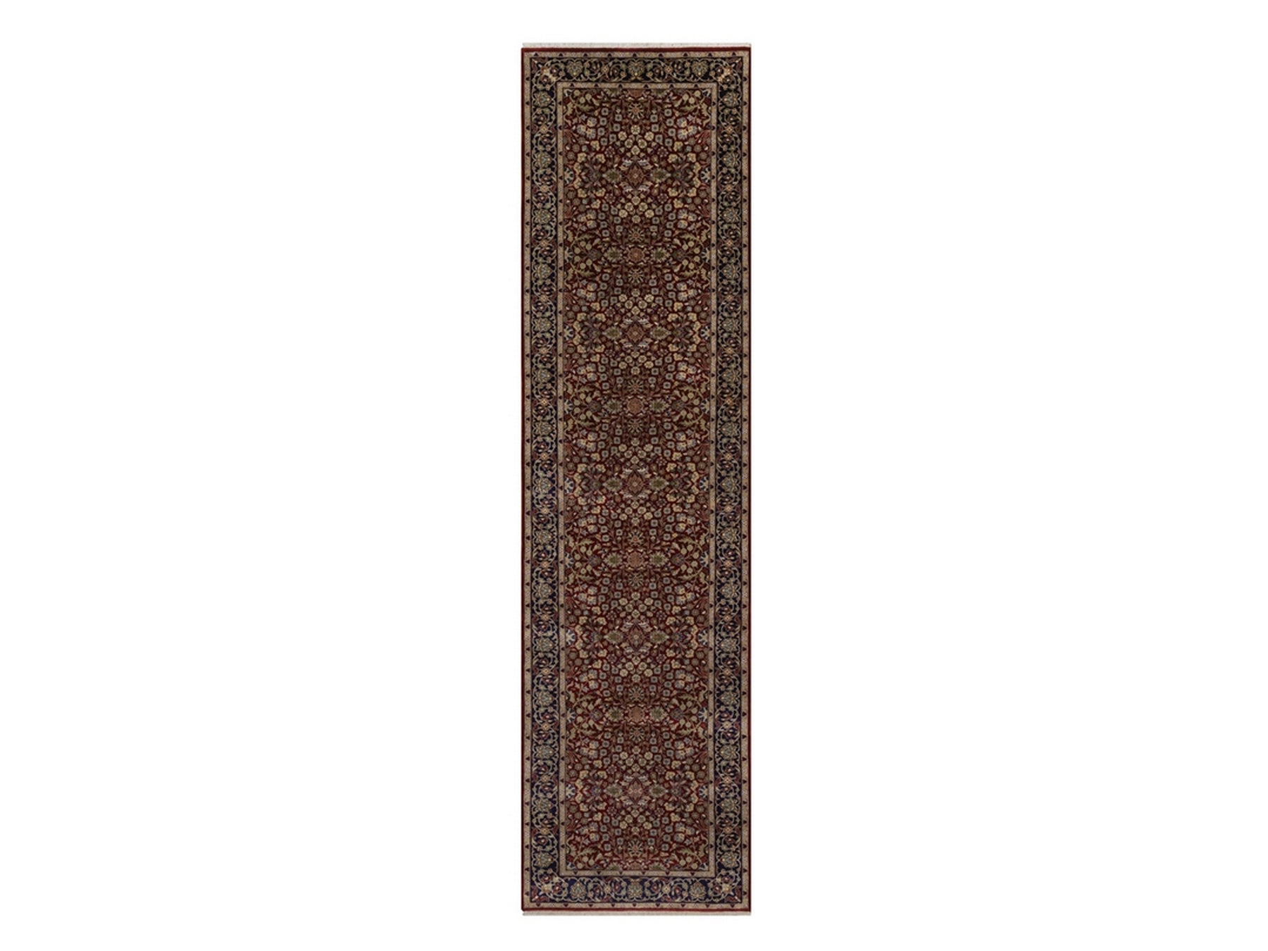 Red 3'5" x 13'0" Fine Oriental Hand knotted Wool Rug - Sku: O092336