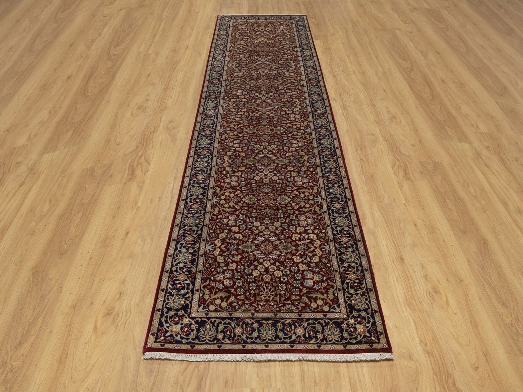 Red 3'5" x 13'0" Fine Oriental Hand knotted Wool Rug - Sku: O092336