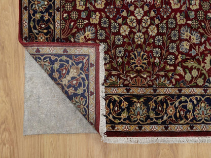 Fine Oriental hand-knotted wool runner in Red & Midnight Blue, 3'5" x 13' — SKU O092336 (view 3)