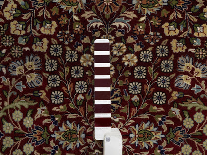 Fine Oriental hand-knotted wool runner in Red & Midnight Blue, 3'5" x 13' — SKU O092336 (view 4)
