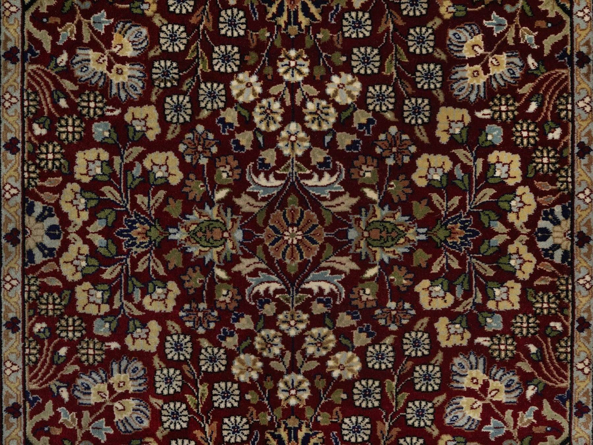 Fine Oriental hand-knotted wool runner in Red & Midnight Blue, 3'5" x 13' — SKU O092336 (view 5)