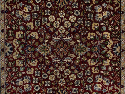 Fine Oriental hand-knotted wool runner in Red & Midnight Blue, 3'5" x 13' — SKU O092336 (view 5)