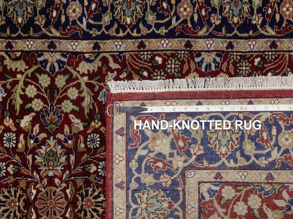Fine Oriental hand-knotted wool runner in Red & Midnight Blue, 3'5" x 13' — SKU O092336 (view 8)