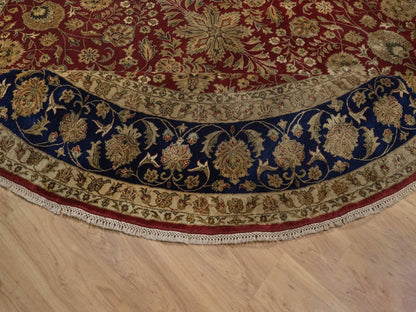 Kashan Fine Oriental hand-knotted wool/silk rug in Red & Midnight Blue, 8'9" x 8'9" — SKU O092338 (view 6)