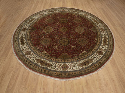 Red 9'1" x 9'1" Fine Oriental Hand knotted Wool Rug - Sku: O092340