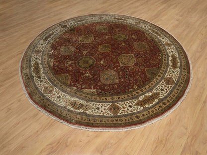 Red 9'1" x 9'1" Fine Oriental Hand knotted Wool Rug - Sku: O092340