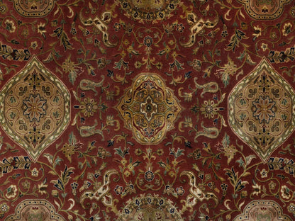 Red 9'1" x 9'1" Fine Oriental Hand knotted Wool Rug - Sku: O092340