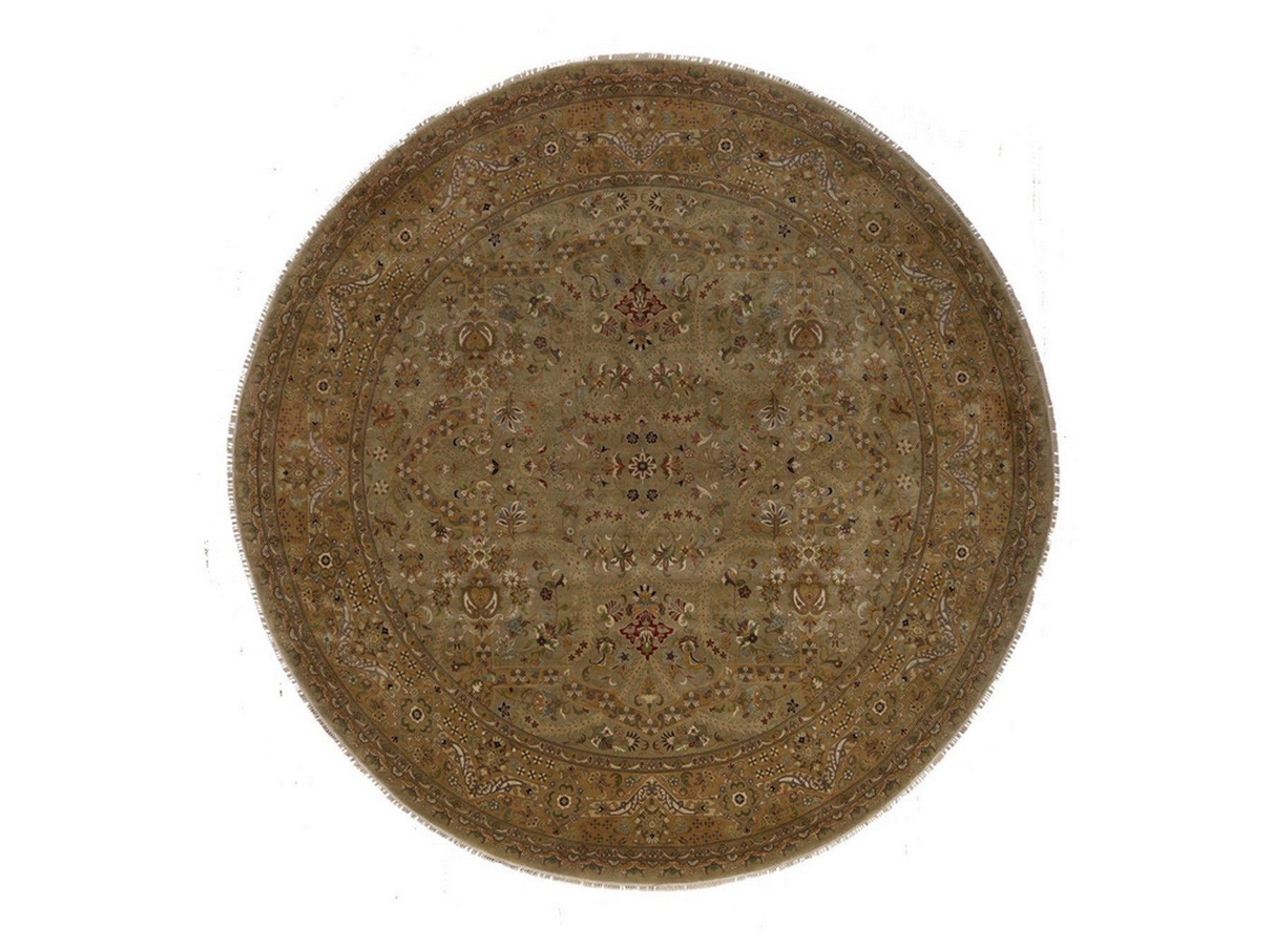 Brown 10'0" x 10'0" Fine Oriental Hand knotted Wool Rug - Sku: O092341