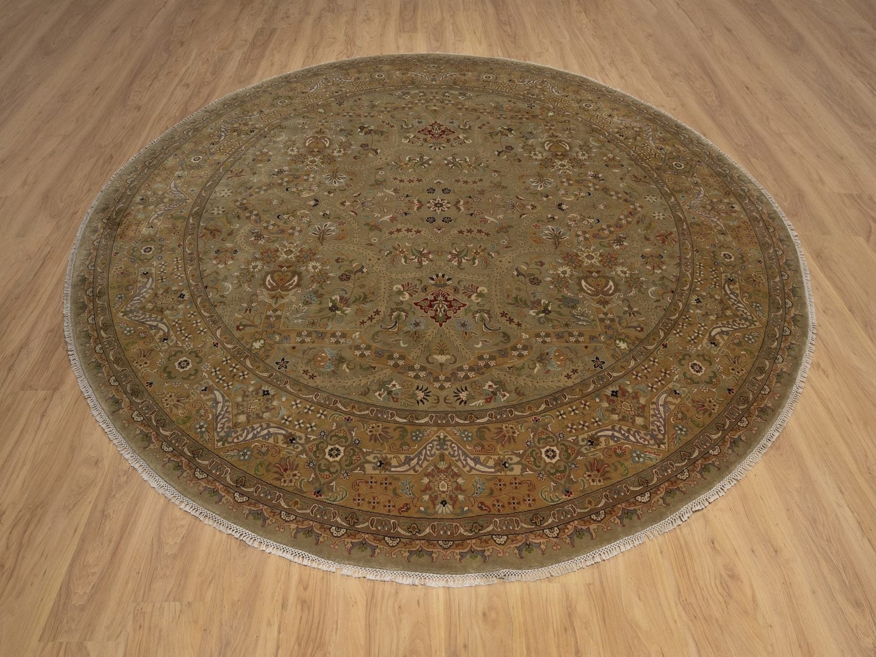 Brown 10'0" x 10'0" Fine Oriental Hand knotted Wool Rug - Sku: O092341