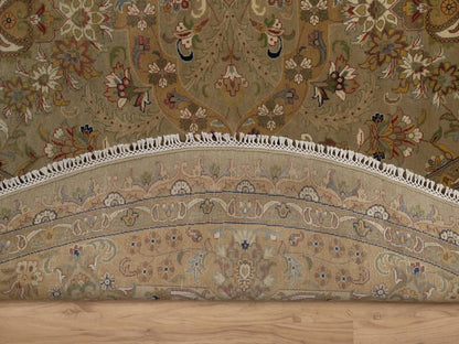 Brown 10'0" x 10'0" Fine Oriental Hand knotted Wool Rug - Sku: O092341