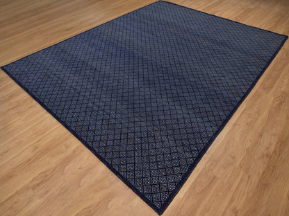 Blue 9'0" x 11'7" Modern and Contemporary Hand knotted Wool Rug - Sku: O092342