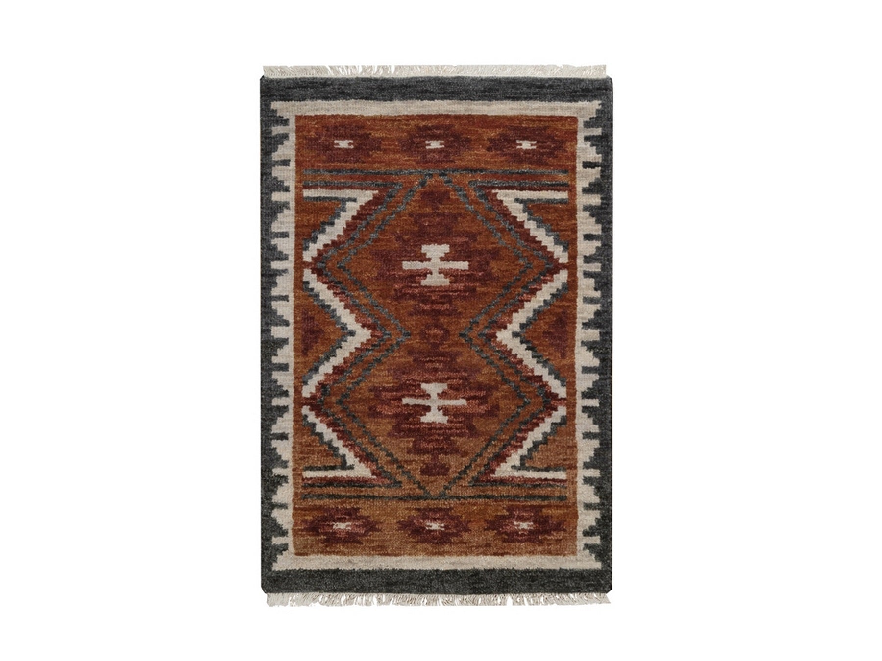 Brown 2'1" x 3'1" Tribal & Geometric Hand knotted Wool Rug - Sku: O092344
