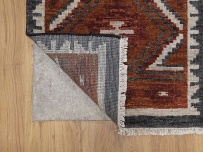 Brown 2'1" x 3'1" Tribal & Geometric Hand knotted Wool Rug - Sku: O092344