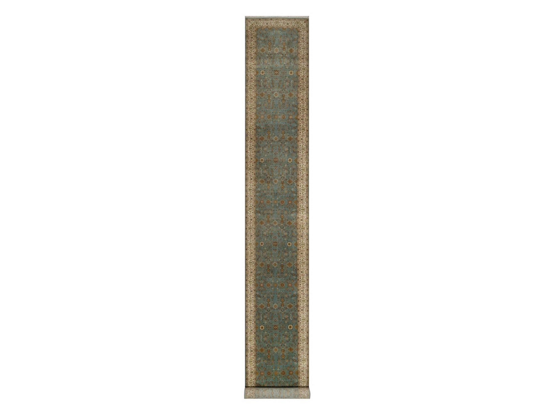 Blue 2'8" x 19'5" Fine Oriental Hand knotted Wool Rug - Sku: O092346