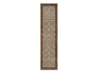 Kashan Fine Oriental hand-knotted wool runner in Ivory & Red, 2'10" x 11' — SKU O092348