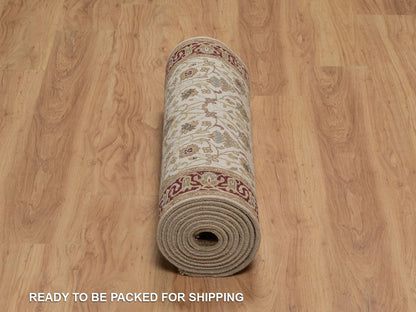 Kashan Fine Oriental hand-knotted wool runner in Ivory & Red, 2'10" x 11' — SKU O092348 (view 6)