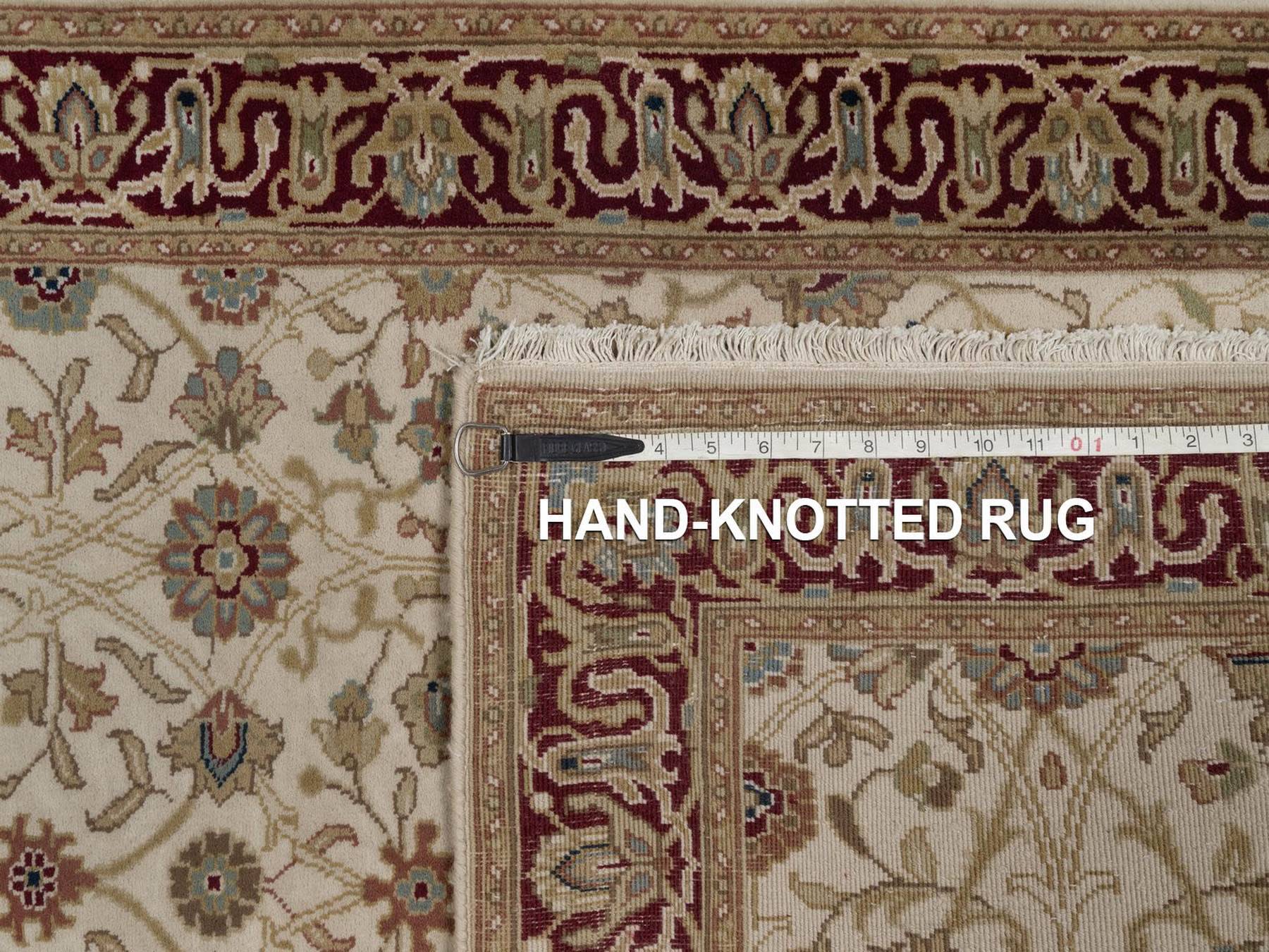 Kashan Fine Oriental hand-knotted wool runner in Ivory & Red, 2'10" x 11' — SKU O092348 (view 8)