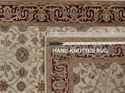 Kashan Fine Oriental hand-knotted wool runner in Ivory & Red, 2'10" x 11' — SKU O092348 (view 8)