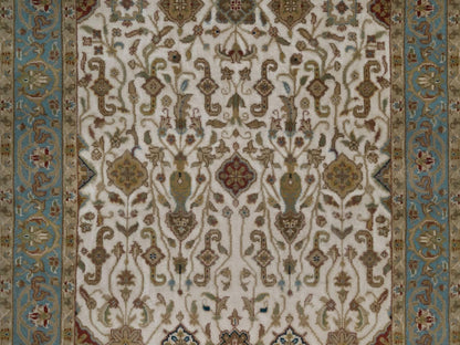 Tabriz Fine Oriental hand-knotted wool runner in Ivory & Blue, 2'8" x 11'4" — SKU O092349 (view 5)