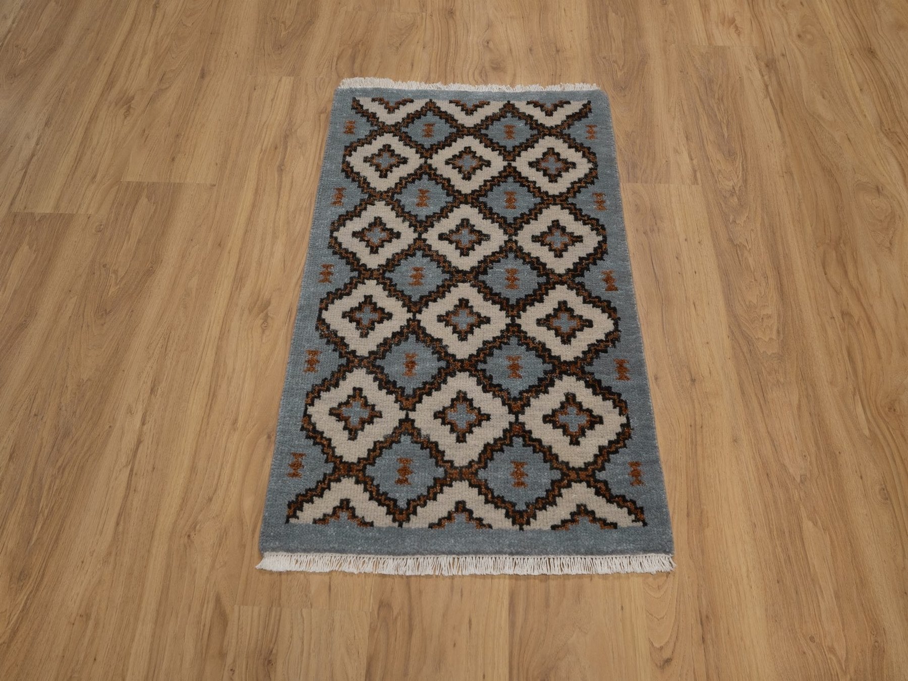 Tribal & Geometric hand-knotted wool rug in Gray, 2' x 3'1" — SKU O092350 (view 2)