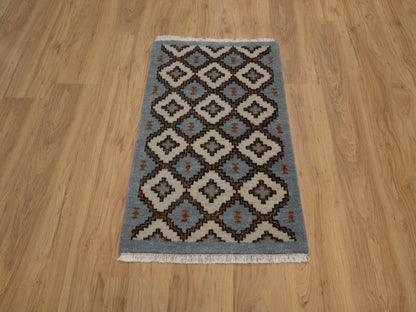 Tribal & Geometric hand-knotted wool rug in Gray, 2' x 3'1" — SKU O092350 (view 2)