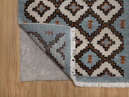 Tribal & Geometric hand-knotted wool rug in Gray, 2' x 3'1" — SKU O092350 (view 3)