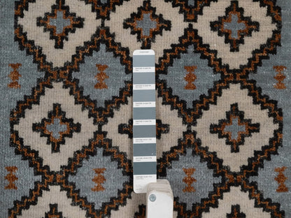Tribal & Geometric hand-knotted wool rug in Gray, 2' x 3'1" — SKU O092350 (view 4)