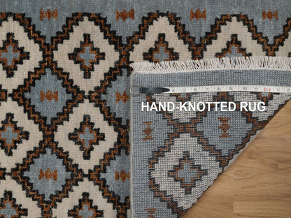 Tribal & Geometric hand-knotted wool rug in Gray, 2' x 3'1" — SKU O092350 (view 8)