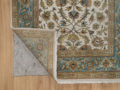 Kashan Fine Oriental hand-knotted wool runner in Ivory & Blue, 3'1" x 18' — SKU O092351 (view 3)