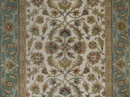 Kashan Fine Oriental hand-knotted wool runner in Ivory & Blue, 3'1" x 18' — SKU O092351 (view 5)