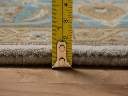 Kashan Fine Oriental hand-knotted wool runner in Ivory & Blue, 3'1" x 18' — SKU O092351 (view 7)