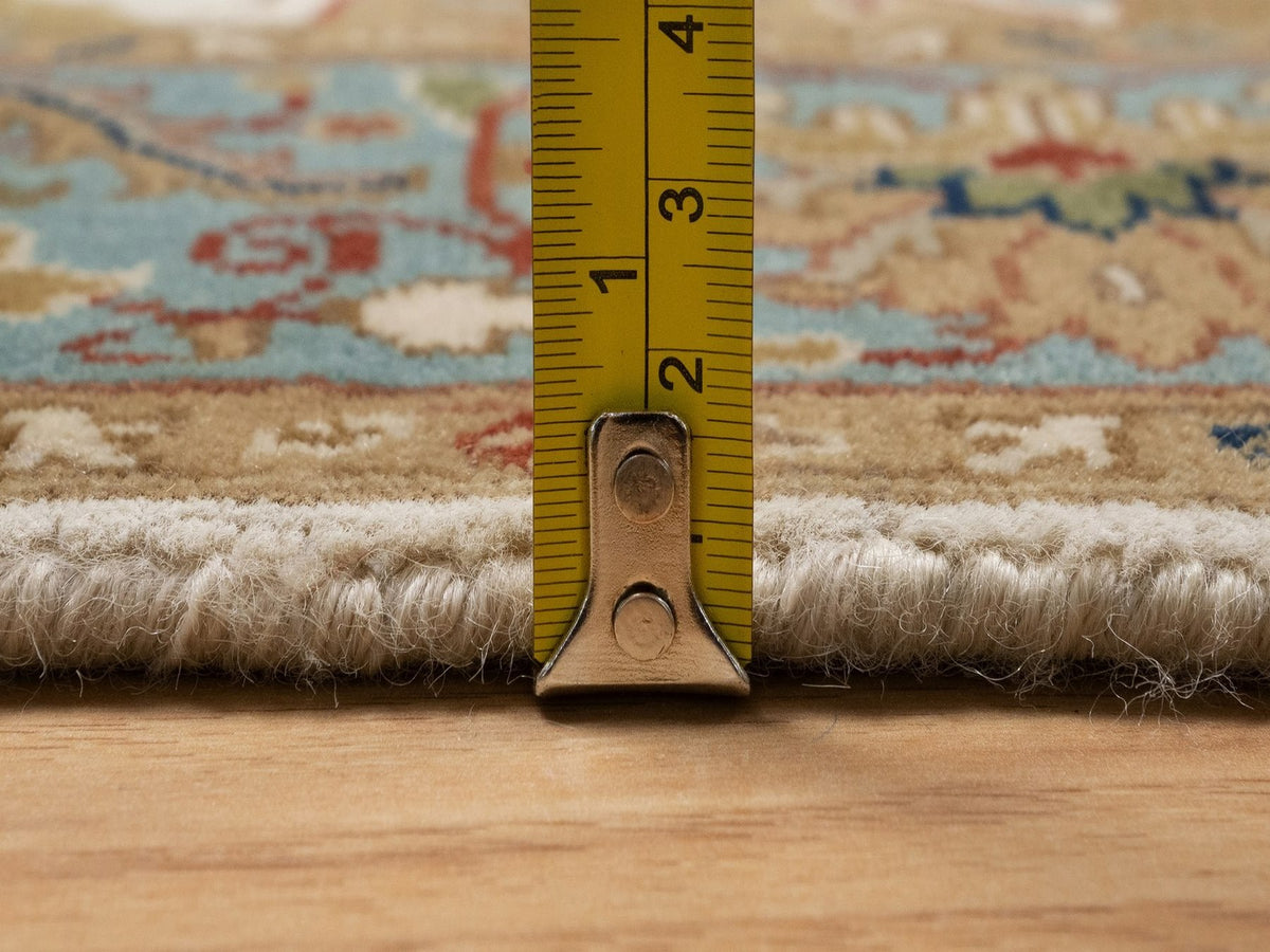 Tabriz Fine Oriental hand-knotted wool runner in Ivory & Blue, 3'1" x 17'5" — SKU O092352 (view 7)