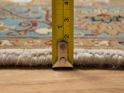Tabriz Fine Oriental hand-knotted wool runner in Ivory & Blue, 3'1" x 17'5" — SKU O092352 (view 7)