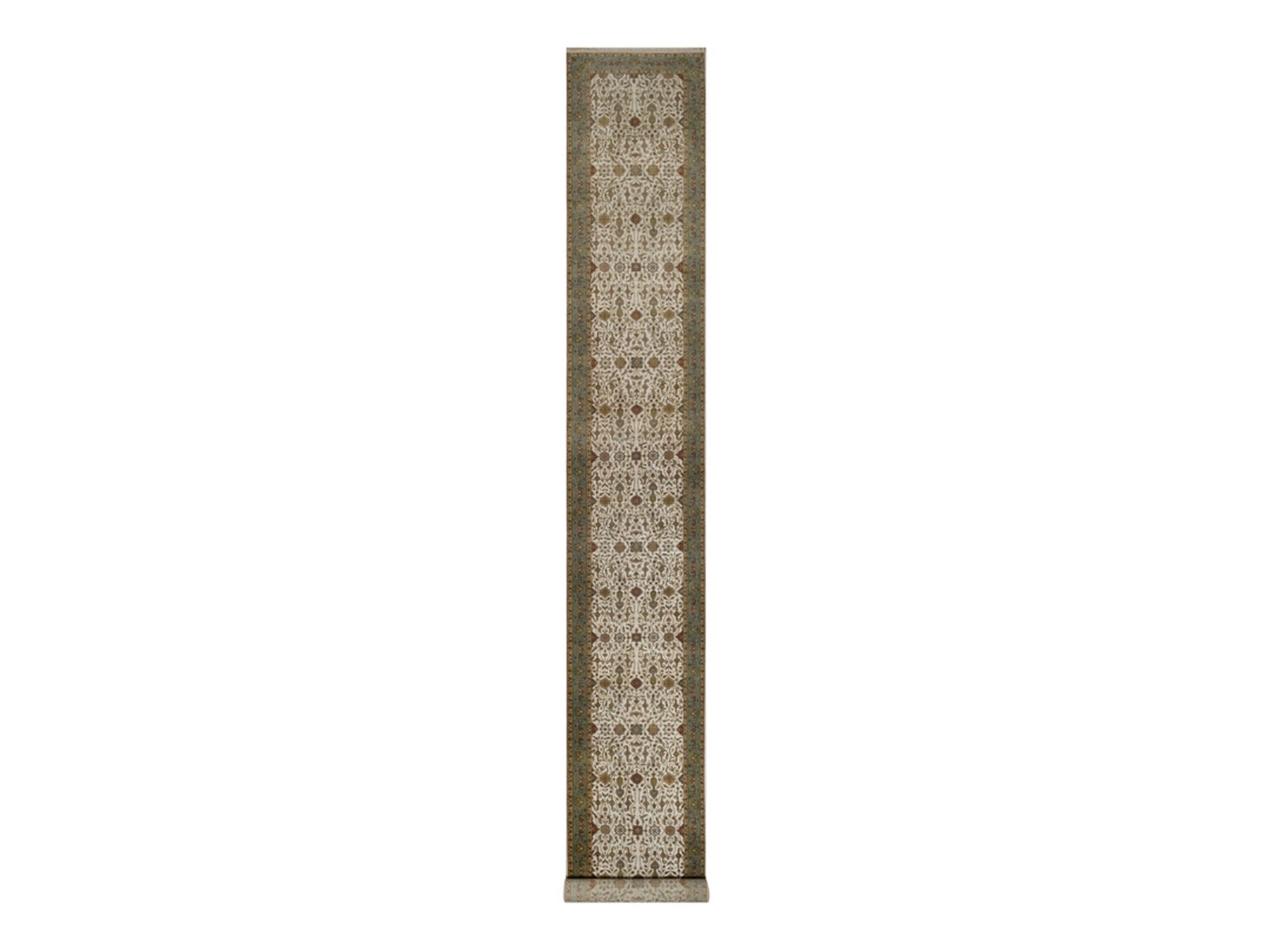 Ivory 2'8" x 19'4" Fine Oriental Hand knotted Wool Rug - Sku: O092353