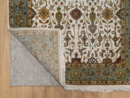 Tabriz Fine Oriental hand-knotted wool runner in Ivory & Blue, 2'8" x 19'4" — SKU O092353 (view 3)
