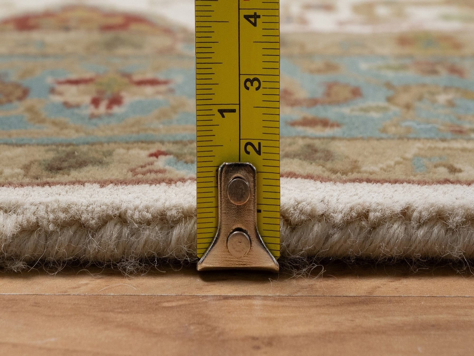 Tabriz Fine Oriental hand-knotted wool runner in Ivory & Blue, 2'8" x 19'4" — SKU O092353 (view 7)