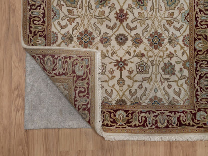 Kashan Fine Oriental hand-knotted wool runner in Ivory & Red, 2'9" x 9'7" — SKU O092354 (view 3)