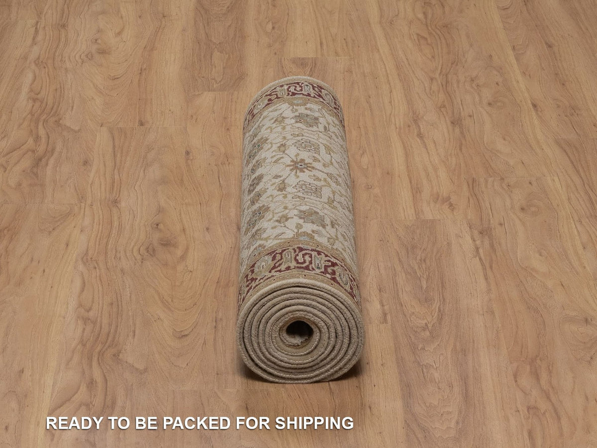 Kashan Fine Oriental hand-knotted wool runner in Ivory & Red, 2'9" x 9'7" — SKU O092354 (view 6)
