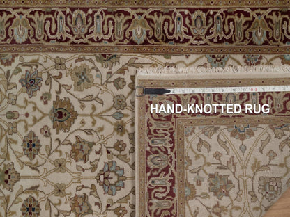 Kashan Fine Oriental hand-knotted wool runner in Ivory & Red, 2'9" x 9'7" — SKU O092354 (view 8)