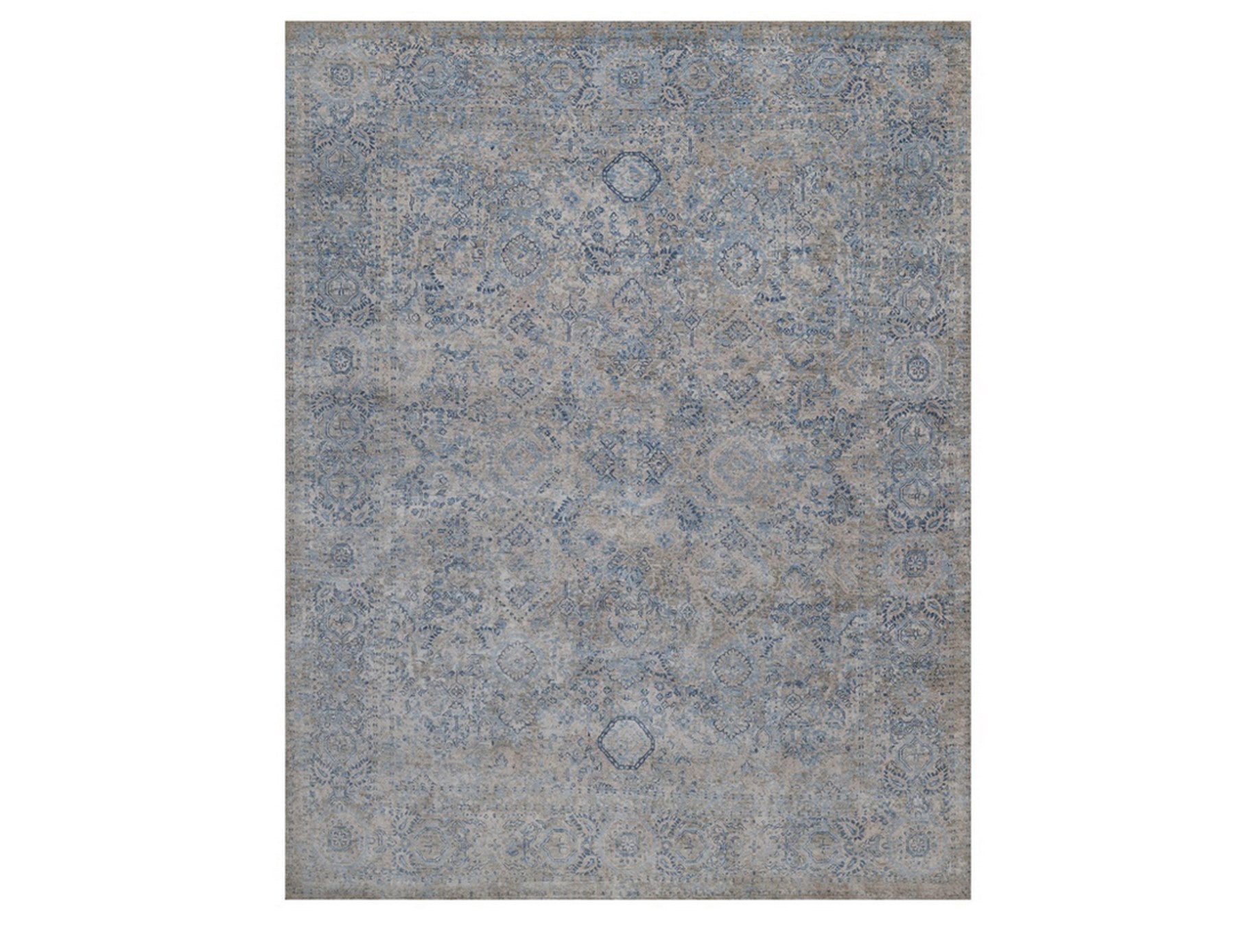 Grey 8'0" x 10'2" Modern and Contemporary Hand knotted Silk Rug - Sku: O092355