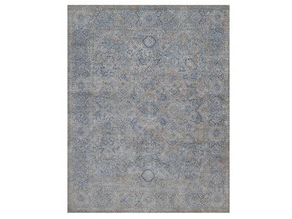 Modern / Contemporary hand-knotted silk rug in Gray, 8' x 10'2" — SKU O092355