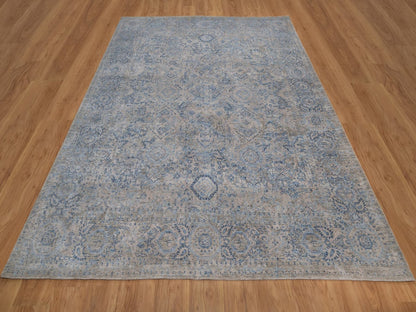 Modern / Contemporary hand-knotted silk rug in Gray, 8' x 10'2" — SKU O092355 (view 2)