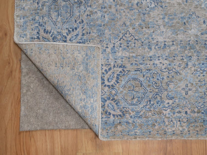 Modern / Contemporary hand-knotted silk rug in Gray, 8' x 10'2" — SKU O092355 (view 4)