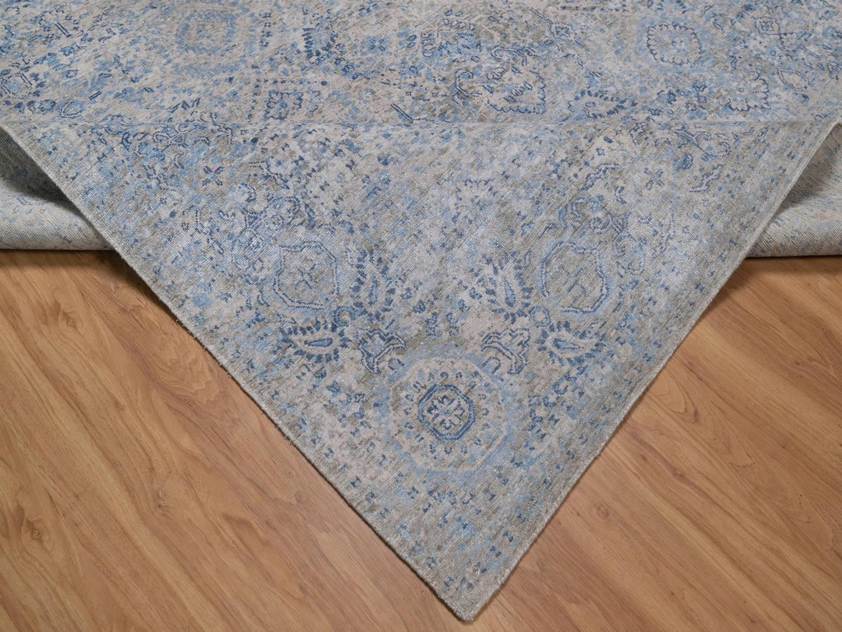 Modern / Contemporary hand-knotted silk rug in Gray, 8' x 10'2" — SKU O092355 (view 6)