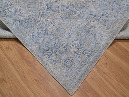 Modern / Contemporary hand-knotted silk rug in Gray, 8' x 10'2" — SKU O092355 (view 6)