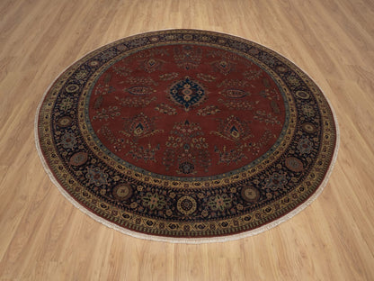 Sarouk Fine Oriental hand-knotted wool rug in Red & Midnight Blue, 9' x 9' — SKU O092358 (view 2)