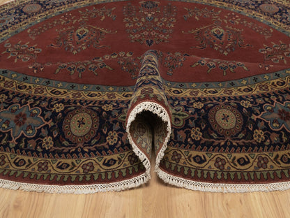 Sarouk Fine Oriental hand-knotted wool rug in Red & Midnight Blue, 9' x 9' — SKU O092358 (view 5)